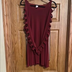 Burgundy Ruffle Sleeve Dress